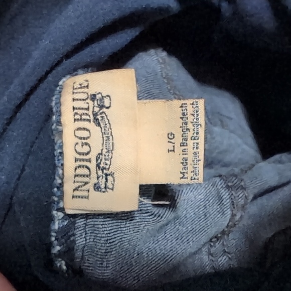 Indigo Blue Dark Wash Straight Leg Maternity Jeans Hemmed to 28" Inseam Size Lg - Picture 7 of 7